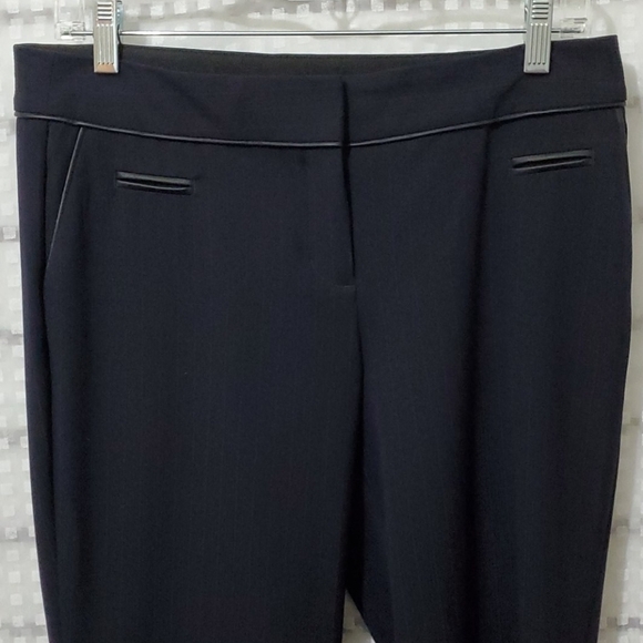 EXPRESS Ladies Trousers Navy Blue With Red Pinstri - Picture 2 of 8